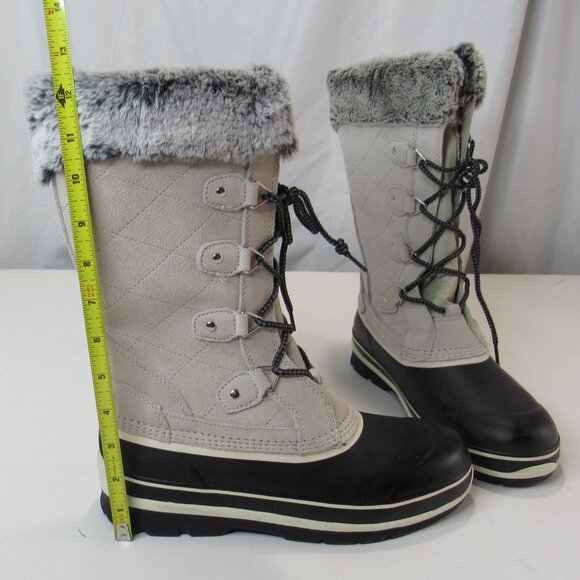 Khombu Women's Emily Suede Leather Winter Snow Boots Size 9 Faux Fur Cuff Trim - Picture 7 of 10